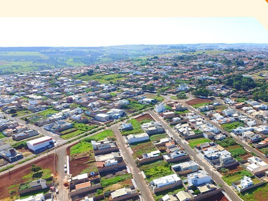 Vista aérea de um bairro entregue pela SH Incorporadora em Patos de Minas